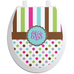 Stripes & Dots Toilet Seat Decal (Personalized)