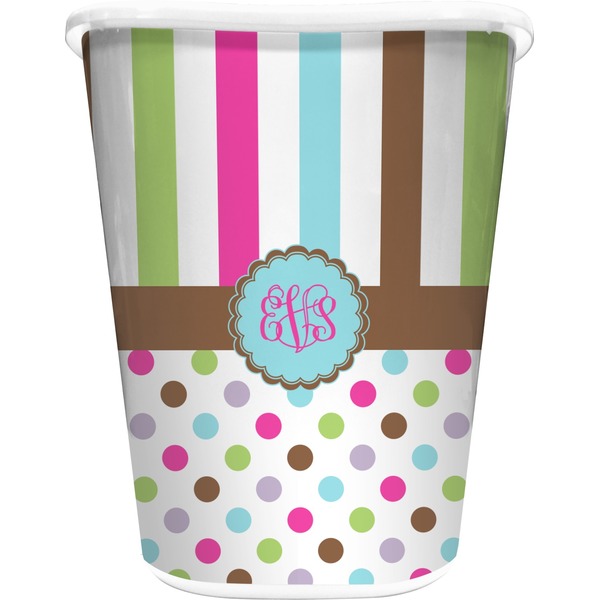 Custom Stripes & Dots Waste Basket (Personalized)