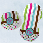 Stripes & Dots Burp Pads - Velour - Set of 2 w/ Monogram