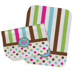 Stripes & Dots Burp Cloths - Fleece - Set of 2 w/ Monogram