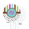 Stripes & Dots White Plastic 5.5" Stir Stick - Single Sided - Round - Front & Back