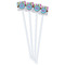 Stripes & Dots White Plastic Stir Stick - Double Sided - Square - Front