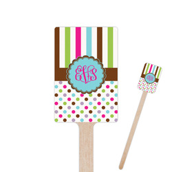 Stripes & Dots 6.25" Rectangle Wooden Stir Sticks - Single Sided (Personalized)