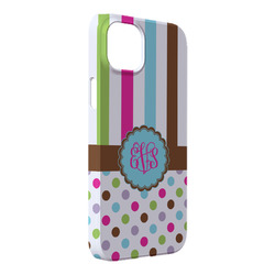 Stripes & Dots iPhone Case - Plastic - iPhone 14 Plus (Personalized)