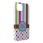 Stripes & Dots iPhone Case - Plastic - iPhone 14 Pro Max (Personalized)