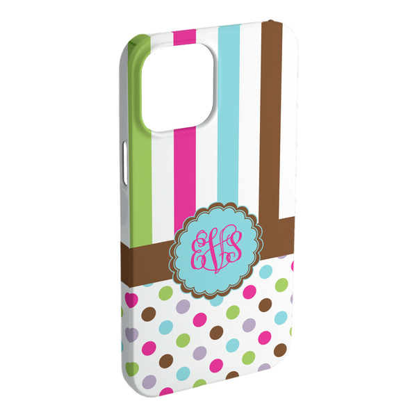 Custom Stripes & Dots iPhone Case - Plastic - iPhone 15 Plus (Personalized)