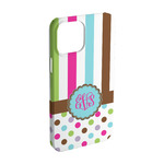 Stripes & Dots iPhone Case - Plastic - iPhone 15 Pro (Personalized)