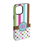 Stripes & Dots iPhone Case - Rubber Lined - iPhone 15 Pro (Personalized)