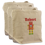 Robot Reusable Cotton Grocery Bags - Set of 3 (Personalized)