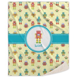 Robot Sherpa Throw Blanket - 60"x80" (Personalized)