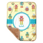Robot Sherpa Baby Blanket - 30" x 40" w/ Name or Text