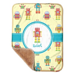 Robot Sherpa Baby Blanket - 30" x 40" w/ Name or Text