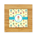 Robot Bamboo Trivet with Ceramic Tile Insert (Personalized)