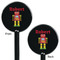 Robot Black Plastic 5.5" Stir Stick - Double Sided - Round - Front & Back