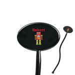 Robot 7" Oval Plastic Stir Sticks - Black - Double Sided (Personalized)