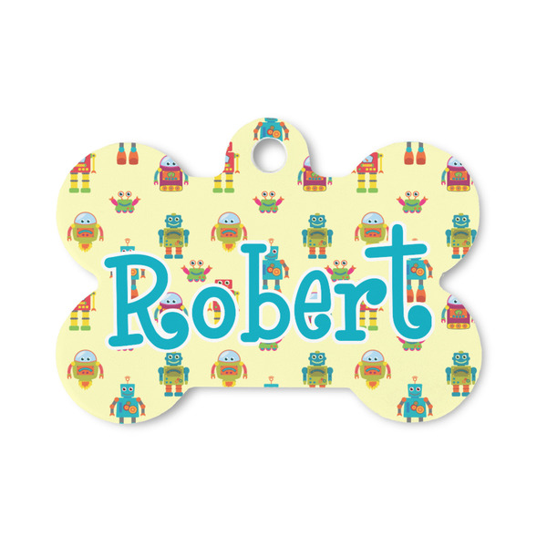 Custom Robot Bone Shaped Dog ID Tag - Small (Personalized)