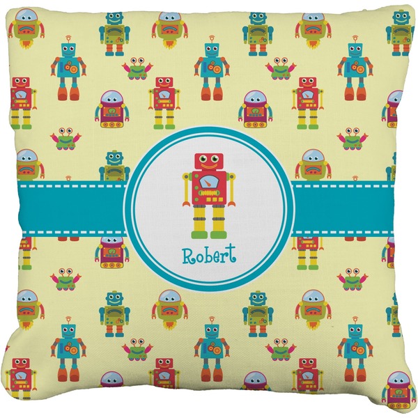 Custom Robot Faux-Linen Throw Pillow 16" (Personalized)