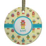 Robot Flat Glass Ornament - Round w/ Name or Text