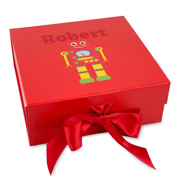 Custom Robot Gift Box with Magnetic Lid - Red (Personalized)