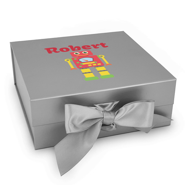 Custom Robot Gift Box with Magnetic Lid - Silver (Personalized)