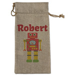 Robot Large Burlap Gift Bag - Front (Personalized)