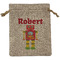 Robot Medium Burlap Gift Bag - Front