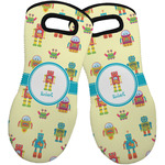 Robot Neoprene Oven Mitts - Set of 2 w/ Name or Text