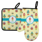 Robot Left Oven Mitt & Pot Holder Set w/ Name or Text