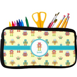 Robot Neoprene Pencil Case - Small w/ Name or Text