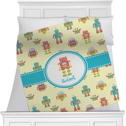 Robot Minky Blanket - Twin / Full - 80"x60" - Single Sided (Personalized)