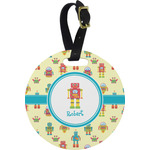 Robot Plastic Luggage Tag - Round (Personalized)