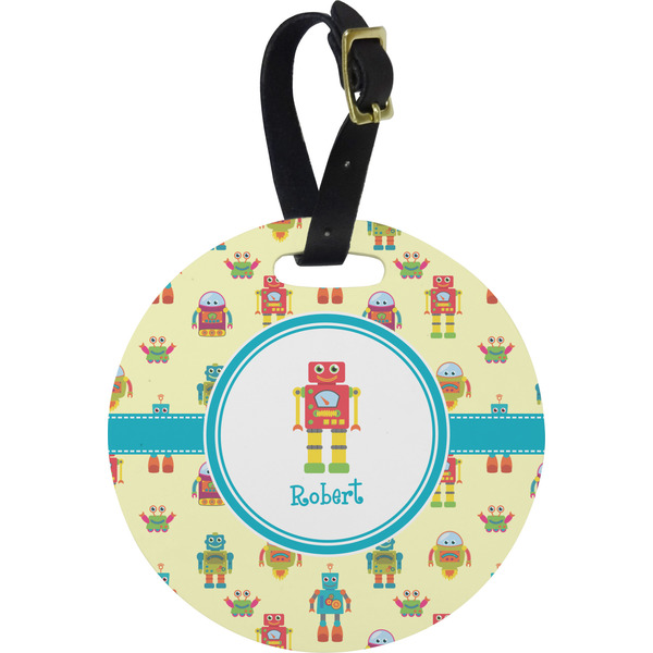 Custom Robot Plastic Luggage Tag - Round (Personalized)