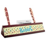 Robot Red Mahogany Nameplate with Business Card Holder (Personalized)