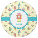 Robot Round Rubber Backed Coaster (Personalized)