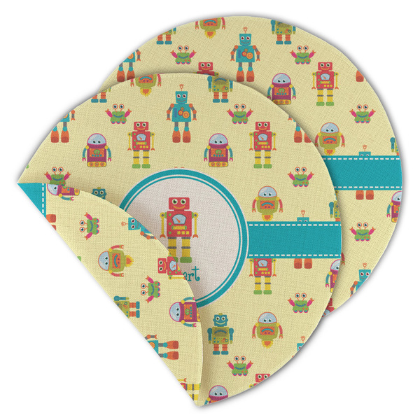 Custom Robot Round Linen Placemat - Double Sided - Set of 4 (Personalized)