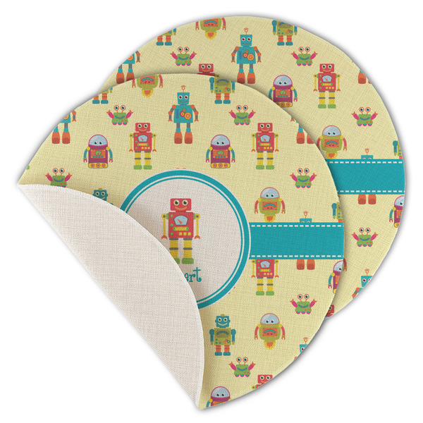 Custom Robot Round Linen Placemat - Single Sided - Set of 4 (Personalized)