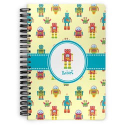 Robot Spiral Notebook - 7x10 w/ Name or Text