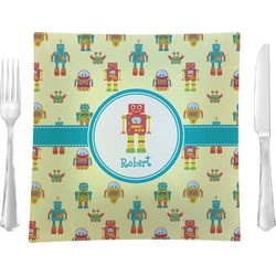 Robot 9.5" Glass Square Lunch / Dinner Plate- Single or Set of 4 (Personalized)