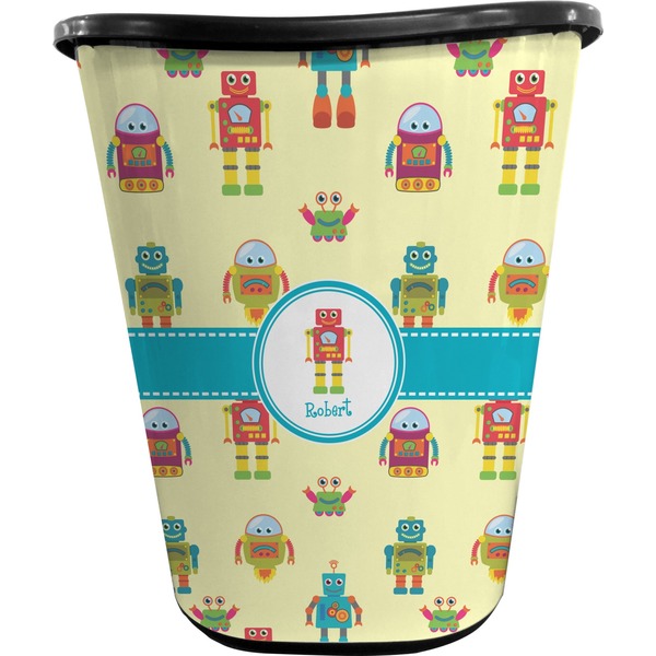 Custom Robot Waste Basket - Single Sided (Black) (Personalized)