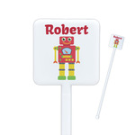 Robot Square Plastic Stir Sticks - Single Sided (Personalized)