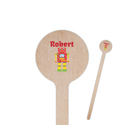 Robot 7.5" Round Wooden Stir Sticks - Double Sided (Personalized)
