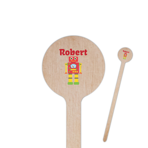 Custom Robot 7.5" Round Wooden Stir Sticks - Double Sided (Personalized)