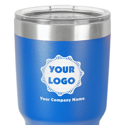 Logo & Company Name 30 oz Stainless Steel Tumbler - Royal Blue - Single-Sided