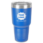 Logo & Company Name 30 oz Stainless Steel Tumbler - Royal Blue - Single-Sided