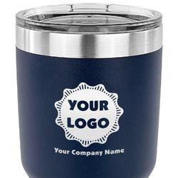 Logo & Company Name 30 oz Stainless Steel Tumbler - Navy - Double-Sided
