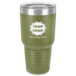 Logo & Company Name 30 oz Stainless Steel Tumbler - Olive - Single-Sided