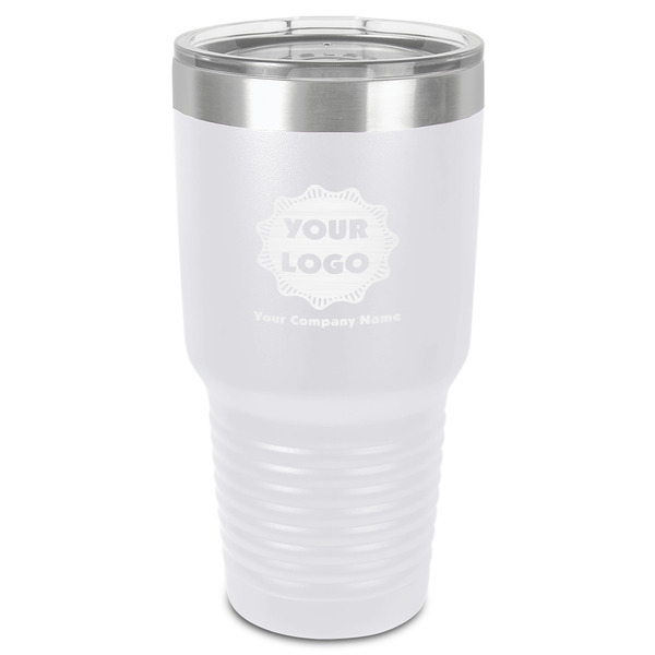 Custom Logo & Company Name 30 oz Stainless Steel Tumbler - White - Single-Sided