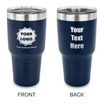 Logo & Company Name 30 oz Stainless Steel Tumbler - Navy - Double-Sided