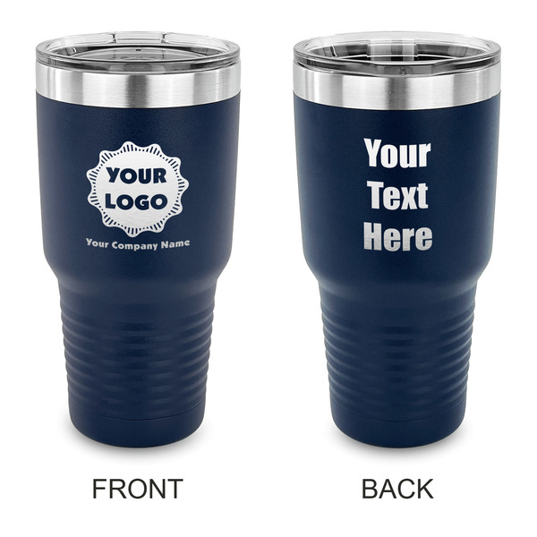 Custom Logo & Company Name 30 oz Stainless Steel Tumbler - Navy - Double-Sided