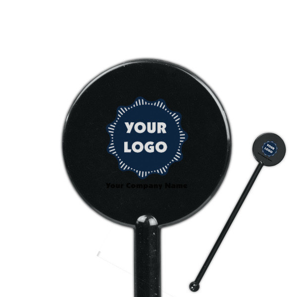 Custom Logo & Company Name 5.5" Round Plastic Stir Sticks - Black - Double-Sided